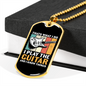 Musician Necklace I Play Guitar Necklace Stainless Steel or 18k Gold Dog Tag 24" Chain-Express Your Love Gifts