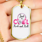 Musician Necklace Just Be Cool White Necklace Stainless Steel or 18k Gold Dog Tag 24" Chain-Express Your Love Gifts