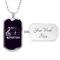 Musician Necklace Just Resting Necklace Stainless Steel or 18k Gold Dog Tag 24" Chain-Express Your Love Gifts