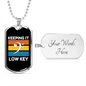 Musician Necklace Keeping it Low Key Necklace Stainless Steel or 18k Gold Dog Tag 24" Chain-Express Your Love Gifts