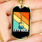 Musician Necklace Let's Rock Retro Necklace Stainless Steel or 18k Gold Dog Tag 24" Chain-Express Your Love Gifts