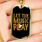Musician Necklace Let The Music Play Yellow Necklace Stainless Steel or 18k Gold Dog Tag 24" Chain-Express Your Love Gifts