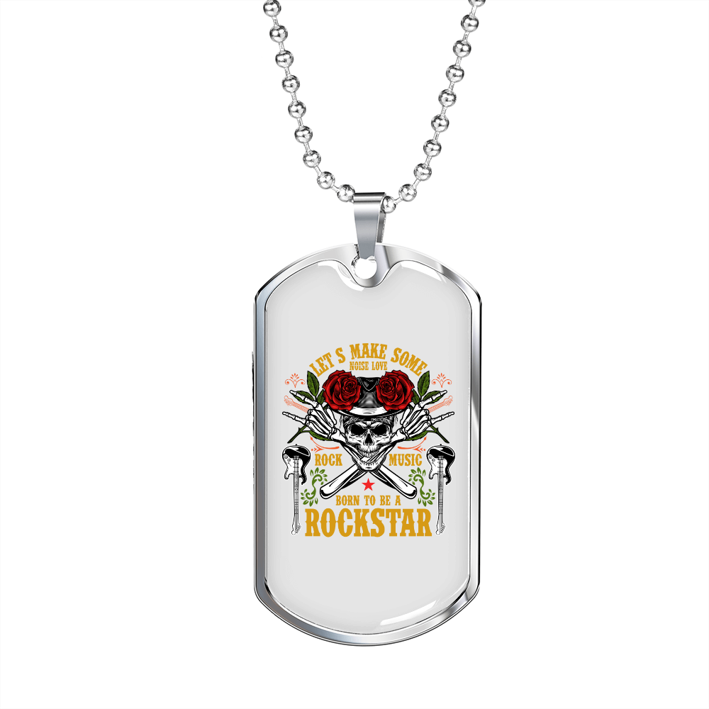 Musician Necklace Make Some Noise Necklace Stainless Steel or 18k Gold Dog Tag 24" Chain-Express Your Love Gifts