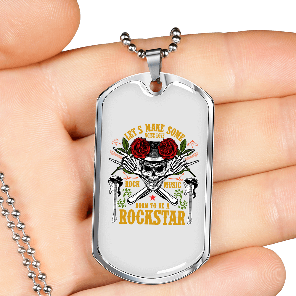 Musician Necklace Make Some Noise Necklace Stainless Steel or 18k Gold Dog Tag 24" Chain-Express Your Love Gifts