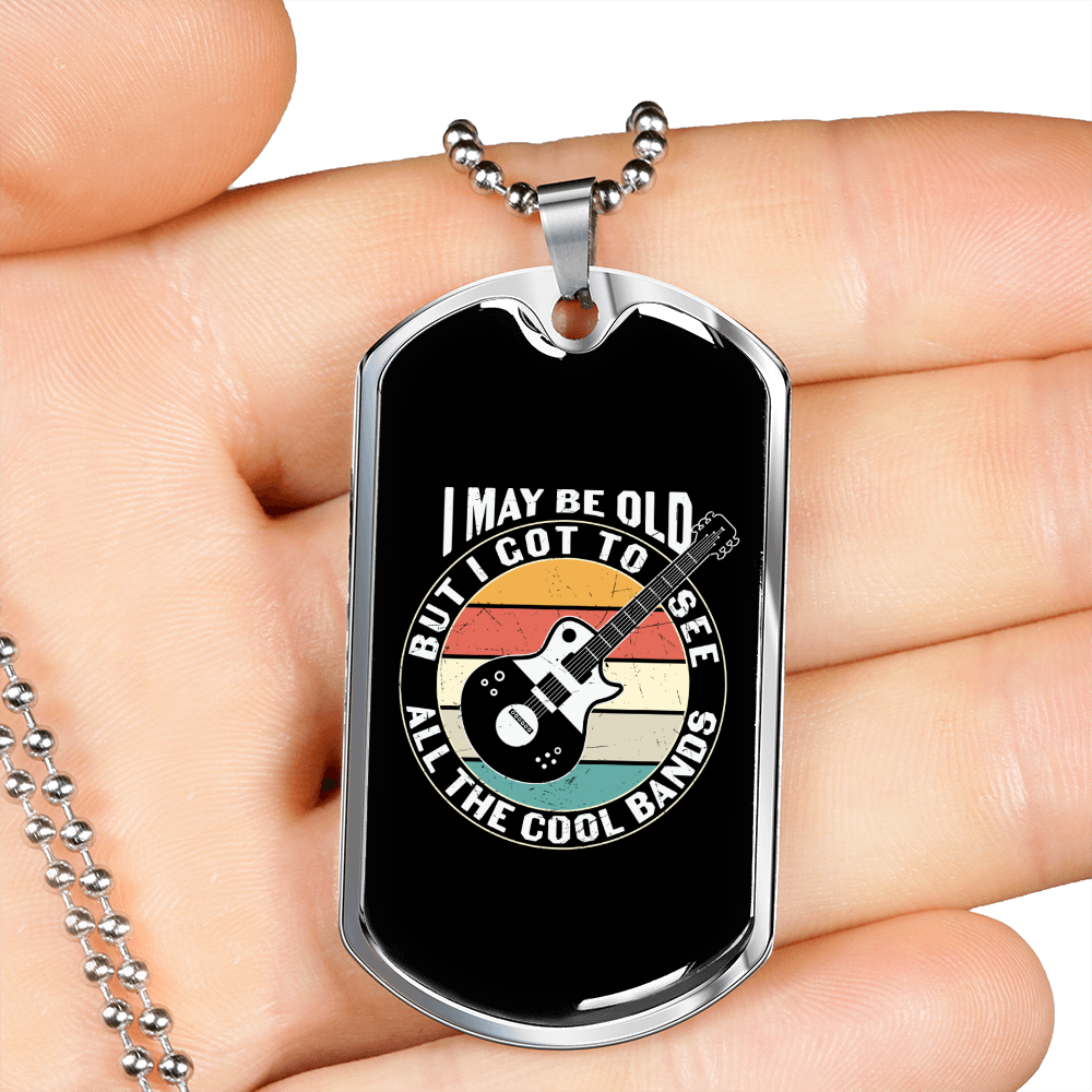 Musician Necklace May Be Old Necklace Stainless Steel or 18k Gold Dog Tag 24" Chain-Express Your Love Gifts