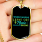 Musician Necklace Music Begins Necklace Stainless Steel or 18k Gold Dog Tag 24" Chain-Express Your Love Gifts