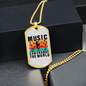 Musician Necklace Music Change the World Necklace Stainless Steel or 18k Gold Dog Tag 24" Chain-Express Your Love Gifts