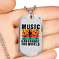 Musician Necklace Music Change the World Necklace Stainless Steel or 18k Gold Dog Tag 24" Chain-Express Your Love Gifts