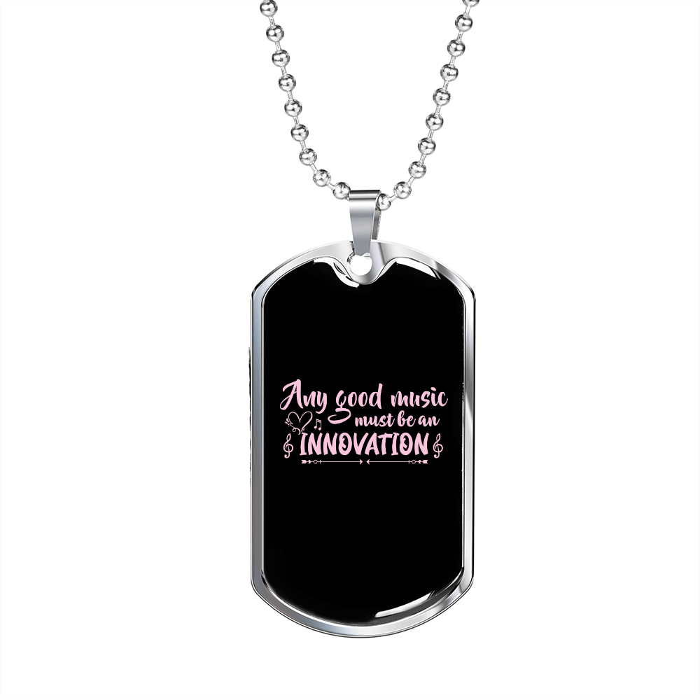 Musician Necklace Music Innovation Necklace Stainless Steel or 18k Gold Dog Tag 24" Chain-Express Your Love Gifts