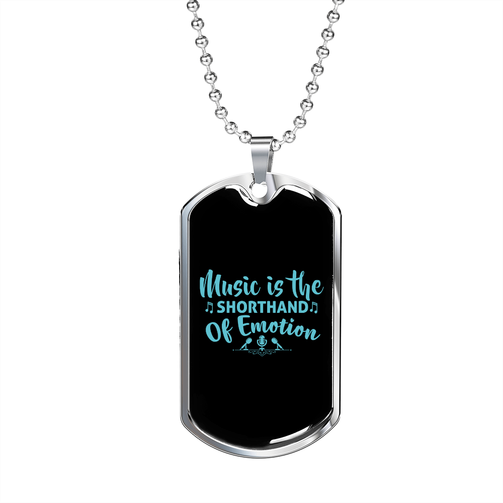 Musician Necklace Music is Emotion Necklace Stainless Steel or 18k Gold Dog Tag 24" Chain-Express Your Love Gifts