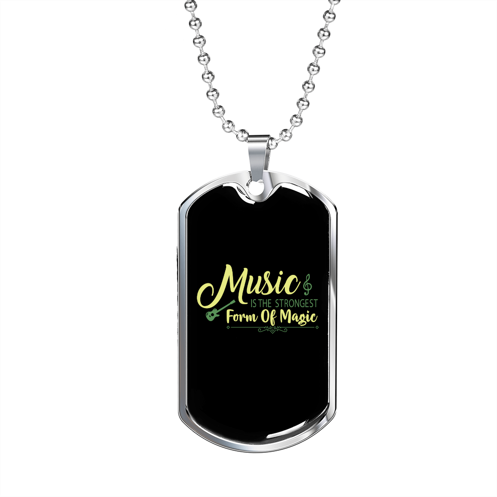 Musician Necklace Music Magic Necklace Stainless Steel or 18k Gold Dog Tag 24" Chain-Express Your Love Gifts