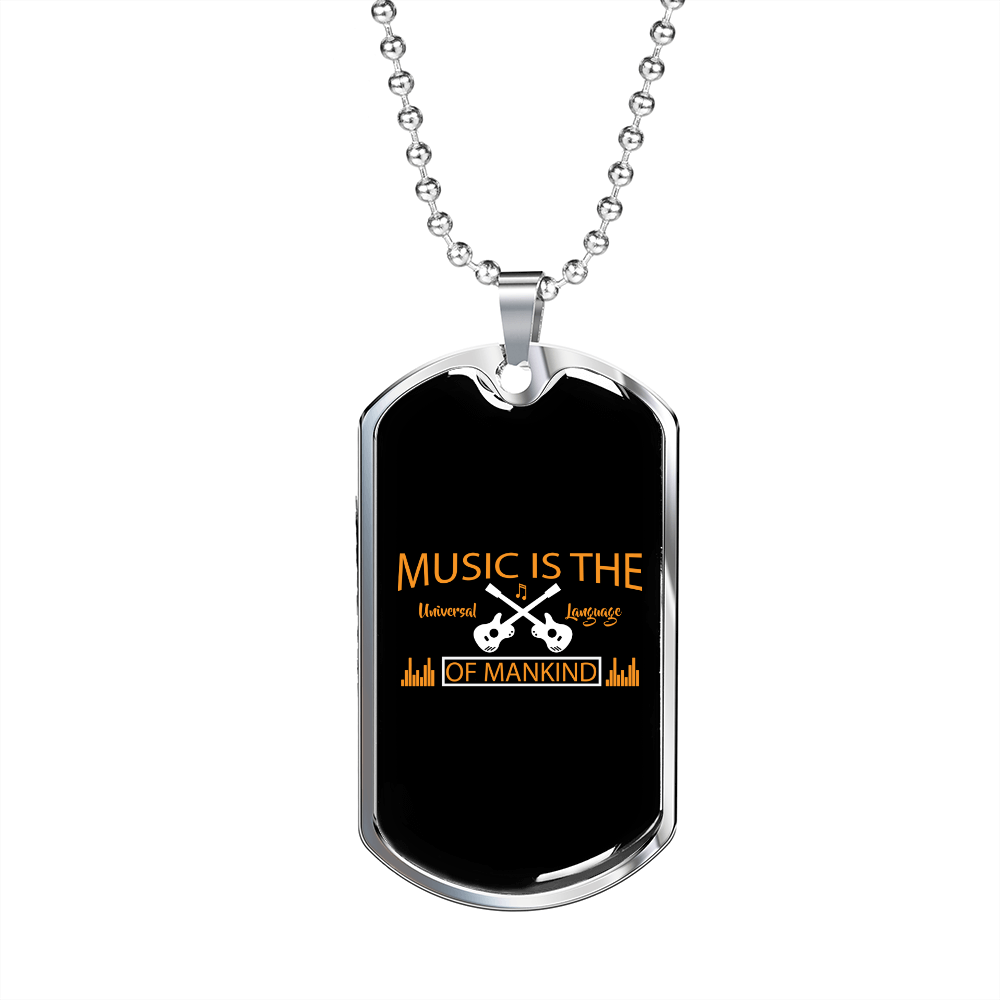 Musician Necklace Music Mankind Necklace Stainless Steel or 18k Gold Dog Tag 24" Chain-Express Your Love Gifts