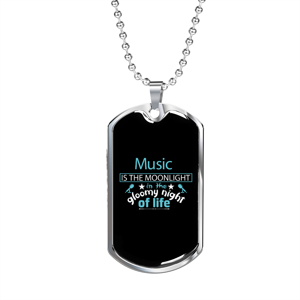 Musician Necklace Music Moonlight Necklace Stainless Steel or 18k Gold Dog Tag 24" Chain-Express Your Love Gifts