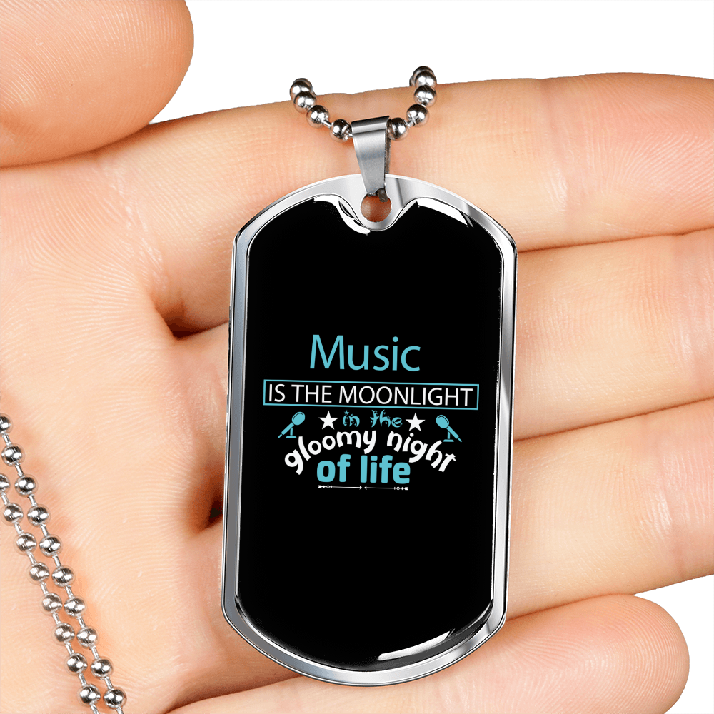 Musician Necklace Music Moonlight Necklace Stainless Steel or 18k Gold Dog Tag 24" Chain-Express Your Love Gifts
