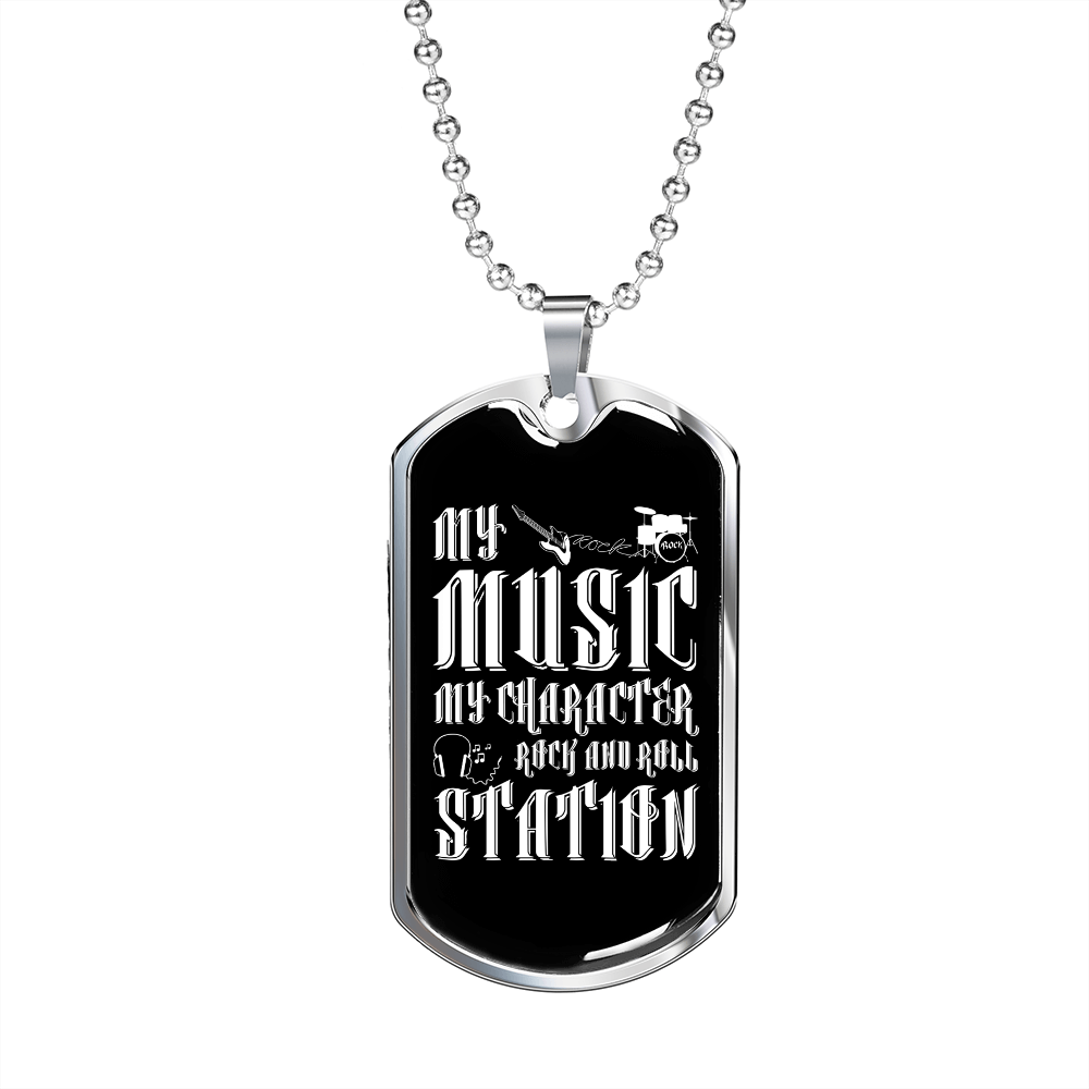 Musician Necklace Music Station Necklace Stainless Steel or 18k Gold Dog Tag 24" Chain-Express Your Love Gifts