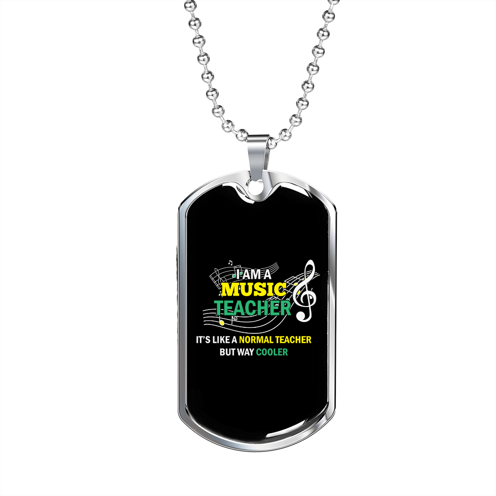 Musician Necklace Music Teacher Necklace Stainless Steel or 18k Gold Dog Tag 24" Chain-Express Your Love Gifts