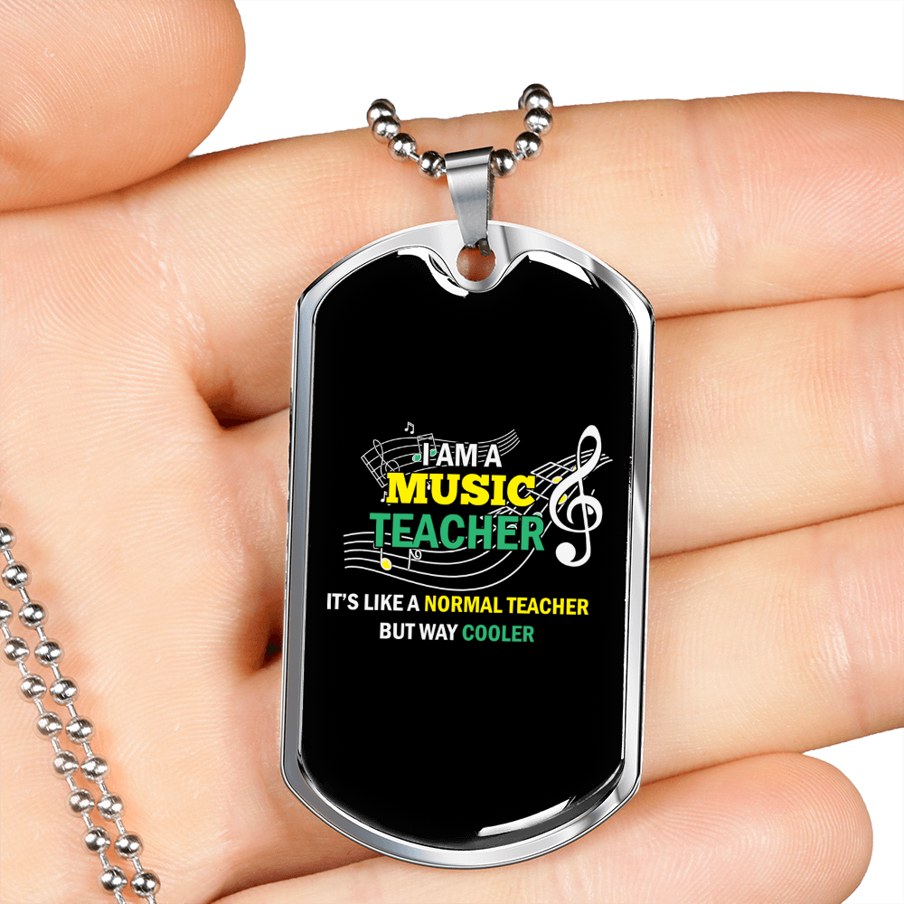 Musician Necklace Music Teacher Necklace Stainless Steel or 18k Gold Dog Tag 24" Chain-Express Your Love Gifts