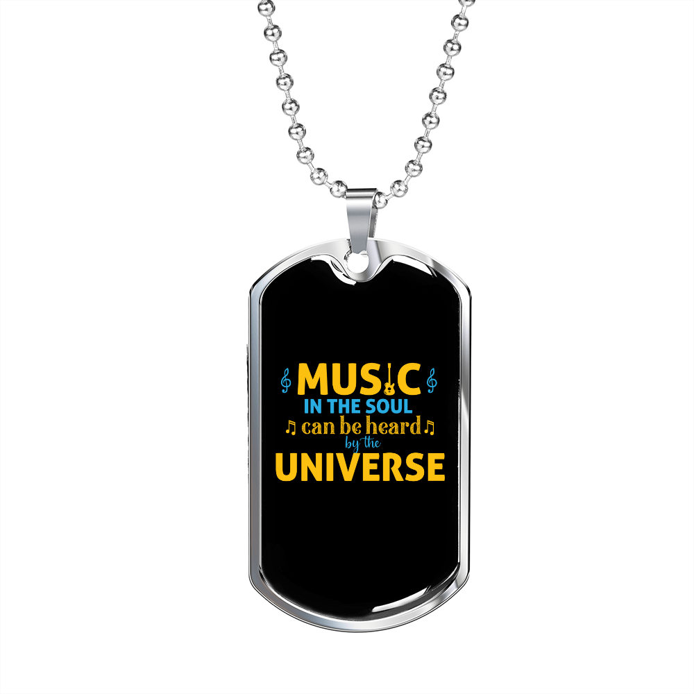 Musician Necklace Music Universe Necklace Stainless Steel or 18k Gold Dog Tag 24" Chain-Express Your Love Gifts