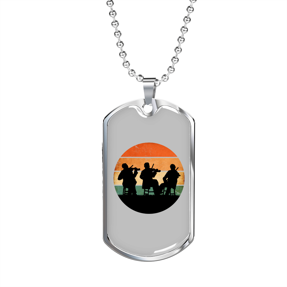 Musician Necklace Musicians Necklace Stainless Steel or 18k Gold Dog Tag 24" Chain-Express Your Love Gifts