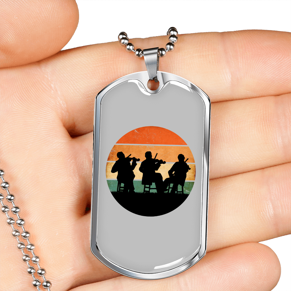 Musician Necklace Musicians Necklace Stainless Steel or 18k Gold Dog Tag 24" Chain-Express Your Love Gifts