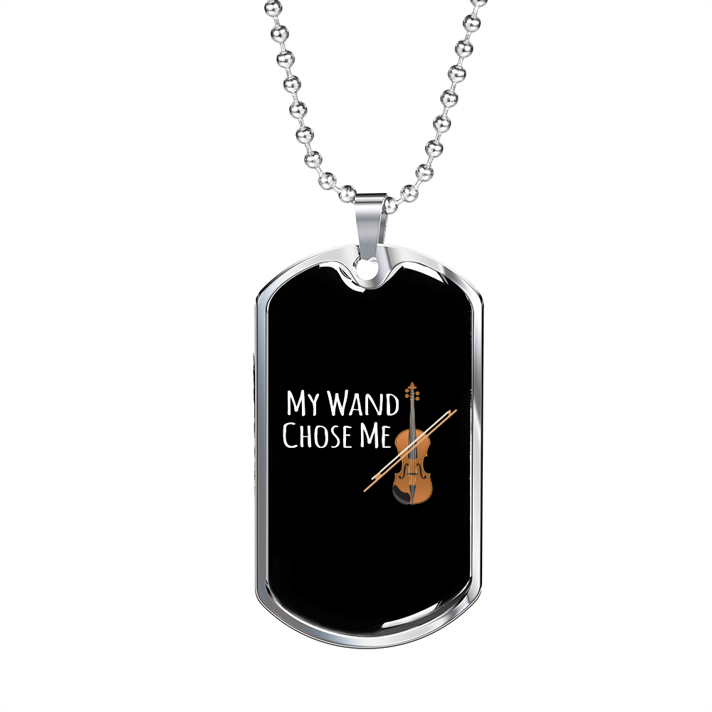 Musician Necklace My Wand Chose Me Necklace Stainless Steel or 18k Gold Dog Tag 24" Chain-Express Your Love Gifts