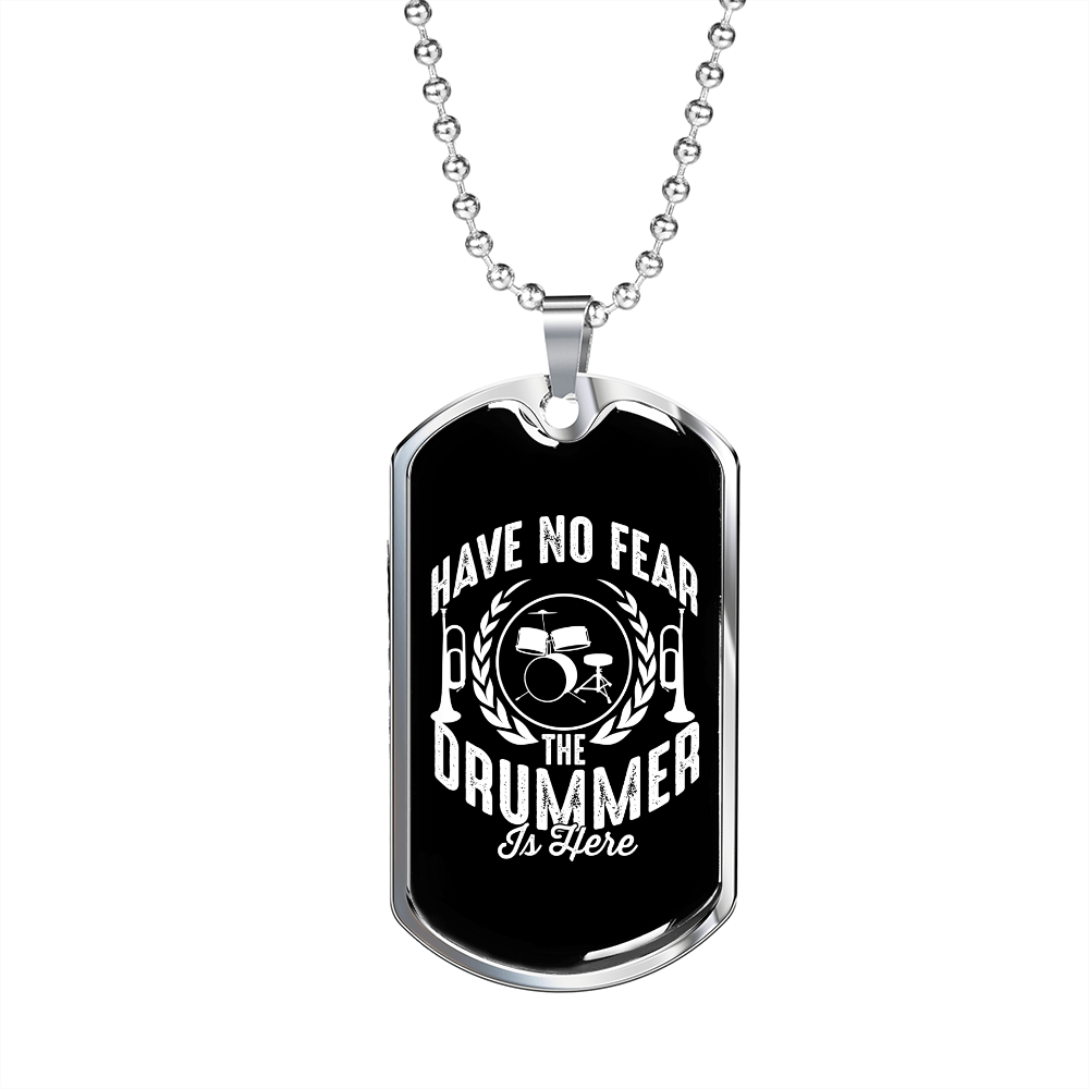 Musician Necklace No Fear Necklace Stainless Steel or 18k Gold Dog Tag 24" Chain-Express Your Love Gifts