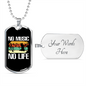 Musician Necklace No Music No Life White Necklace Stainless Steel or 18k Gold Dog Tag 24" Chain-Express Your Love Gifts