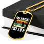Musician Necklace No Music No Life White Necklace Stainless Steel or 18k Gold Dog Tag 24" Chain-Express Your Love Gifts