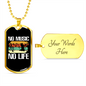 Musician Necklace No Music No Life White Necklace Stainless Steel or 18k Gold Dog Tag 24" Chain-Express Your Love Gifts