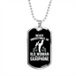 Musician Necklace Old Man Saxophone Necklace Stainless Steel or 18k Gold Dog Tag 24" Chain-Express Your Love Gifts