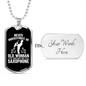 Musician Necklace Old Man Saxophone Necklace Stainless Steel or 18k Gold Dog Tag 24" Chain-Express Your Love Gifts