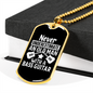 Musician Necklace Old Man With Base Guitar Necklace Stainless Steel or 18k Gold Dog Tag 24" Chain-Express Your Love Gifts