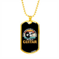 Musician Necklace Old Man With Guitar Necklace Stainless Steel or 18k Gold Dog Tag 24" Chain-Express Your Love Gifts