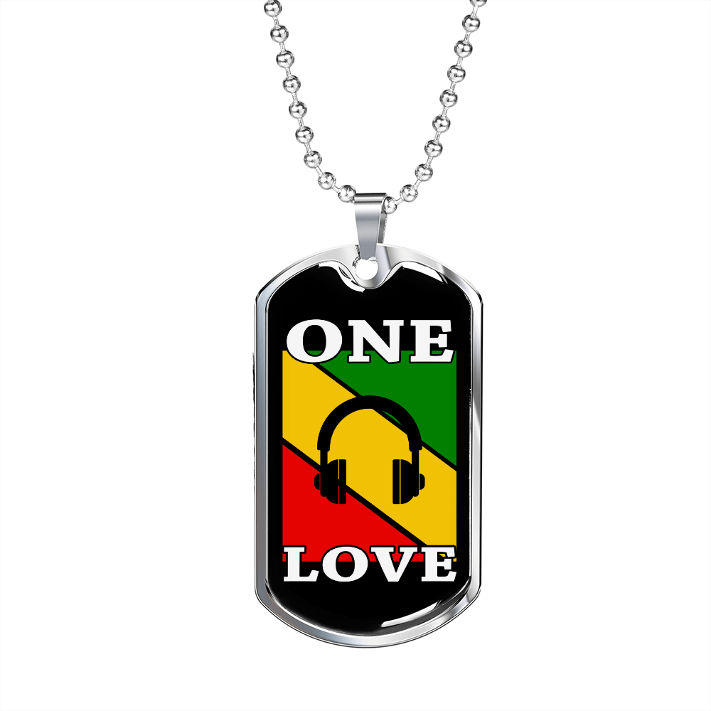 Musician Necklace One Love Necklace Stainless Steel or 18k Gold Dog Tag 24" Chain-Express Your Love Gifts