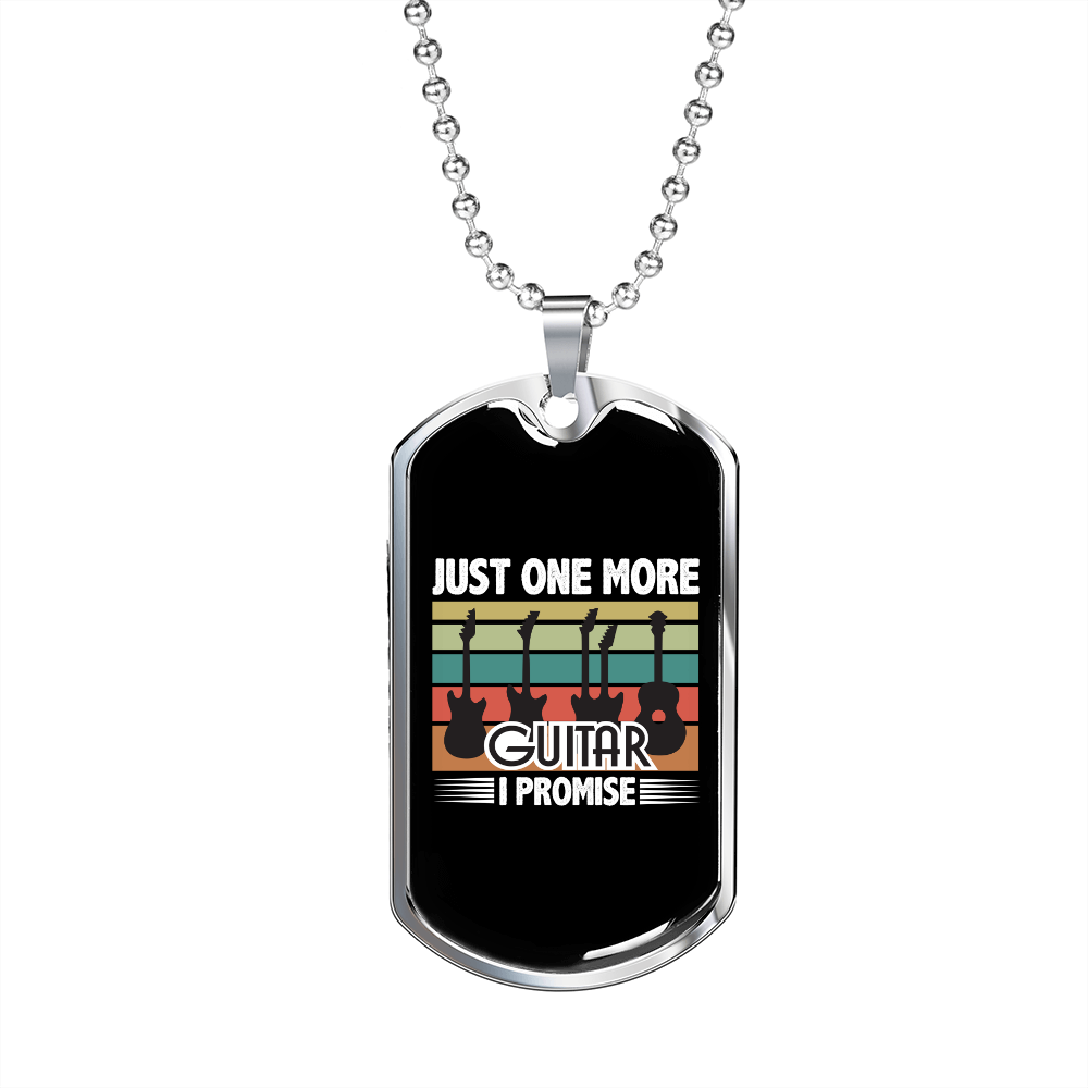 Musician Necklace One More Guitar Necklace Stainless Steel or 18k Gold Dog Tag 24" Chain-Express Your Love Gifts