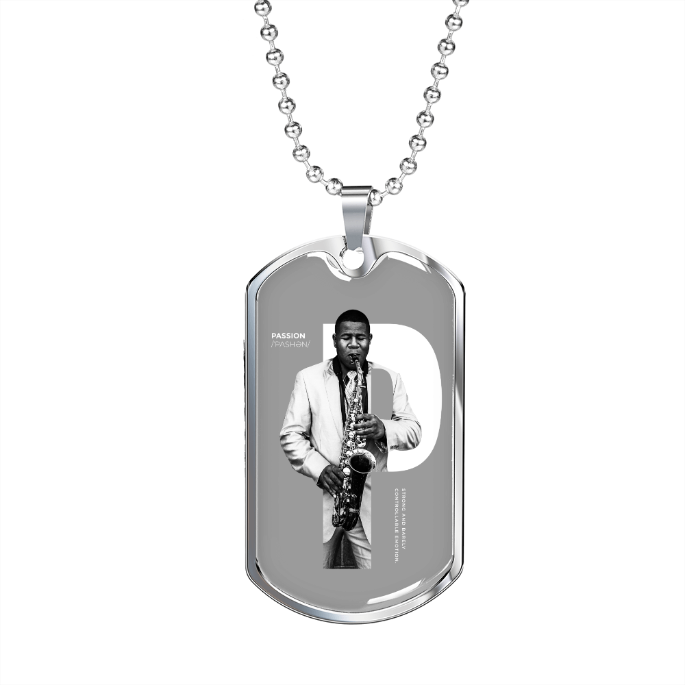 Musician Necklace Passion Necklace Stainless Steel or 18k Gold Dog Tag 24" Chain-Express Your Love Gifts