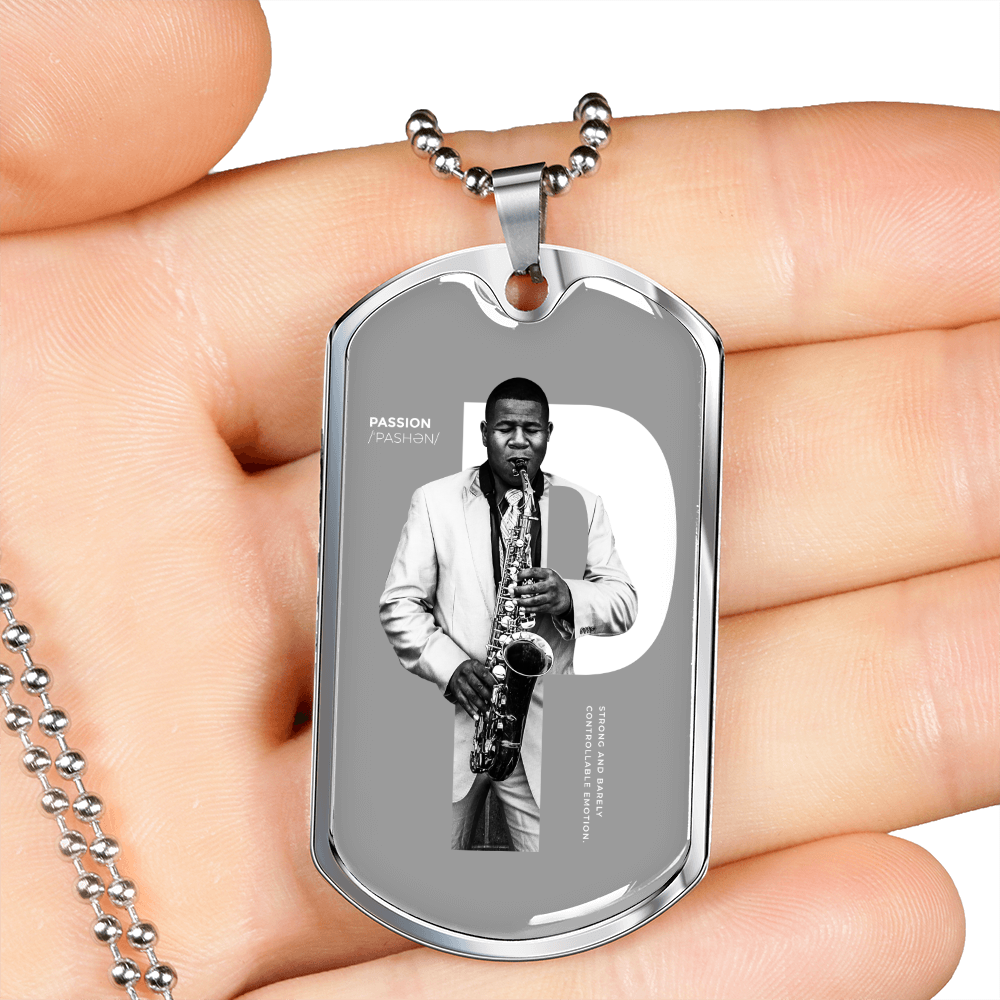 Musician Necklace Passion Necklace Stainless Steel or 18k Gold Dog Tag 24" Chain-Express Your Love Gifts