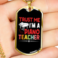 Musician Necklace Piano Teacher Necklace Stainless Steel or 18k Gold Dog Tag 24" Chain-Express Your Love Gifts