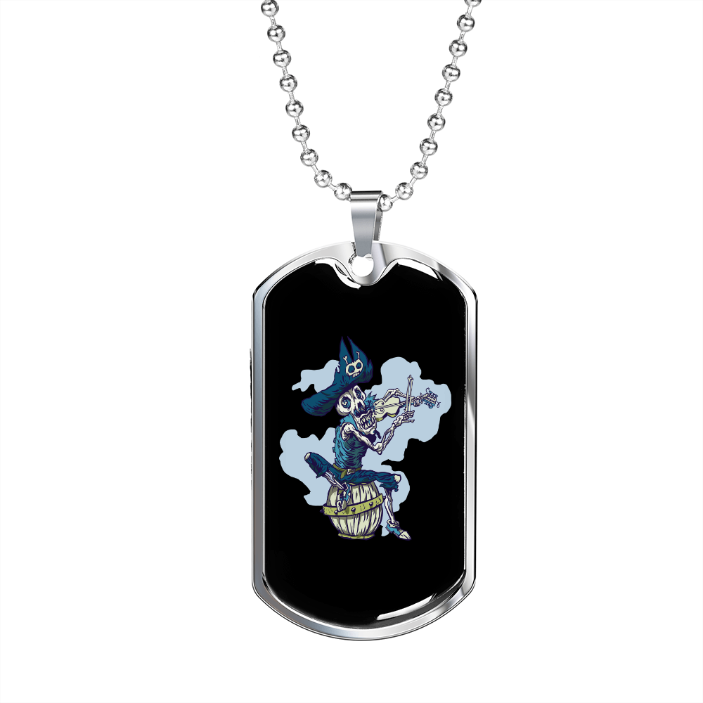 Musician Necklace Pirate Musician Necklace Stainless Steel or 18k Gold Dog Tag 24" Chain-Express Your Love Gifts