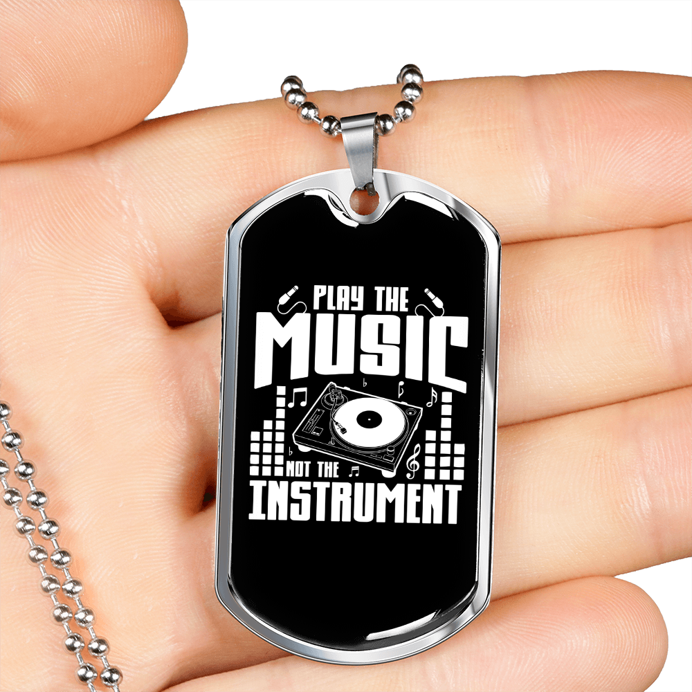 Musician Necklace Placy the Music White Necklace Stainless Steel or 18k Gold Dog Tag 24" Chain-Express Your Love Gifts