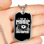 Musician Necklace Placy the Music White Necklace Stainless Steel or 18k Gold Dog Tag 24" Chain-Express Your Love Gifts