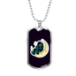 Musician Necklace Playing Vionist in Space Necklace Stainless Steel or 18k Gold Dog Tag 24" Chain-Express Your Love Gifts