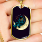 Musician Necklace Playing Vionist in Space Notes Necklace Stainless Steel or 18k Gold Dog Tag 24" Chain-Express Your Love Gifts