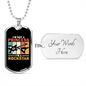 Musician Necklace Princess Rockstar Necklace Stainless Steel or 18k Gold Dog Tag 24" Chain-Express Your Love Gifts