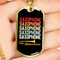 Musician Necklace Retro Saxophone Gold Necklace Stainless Steel or 18k Gold Dog Tag 24" Chain-Express Your Love Gifts