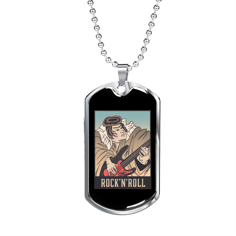 Musician Necklace Rock and Roll Ukiyo Necklace Stainless Steel or 18k Gold Dog Tag 24" Chain-Express Your Love Gifts