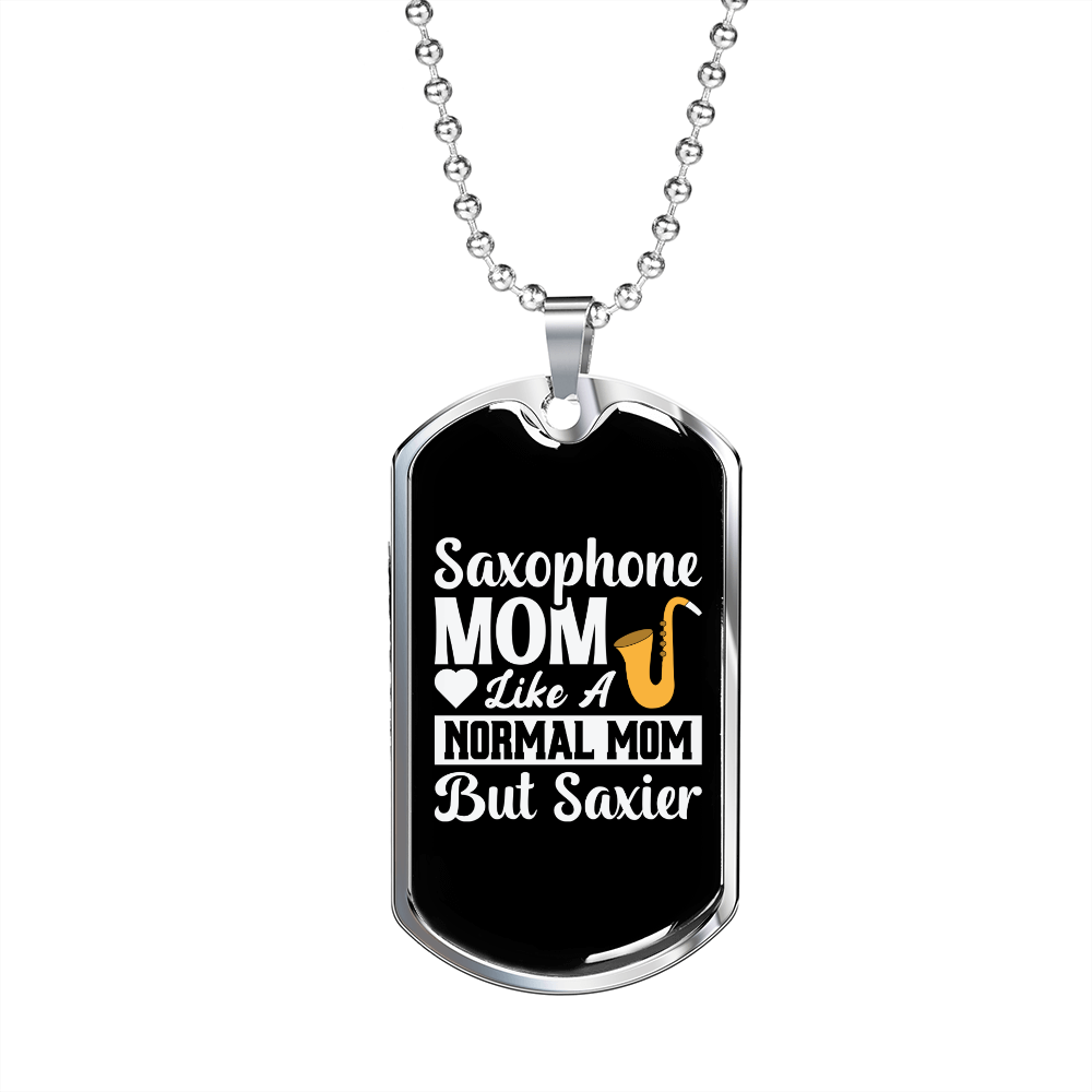 Musician Necklace Saxophone Mom Necklace Stainless Steel or 18k Gold Dog Tag 24" Chain-Express Your Love Gifts