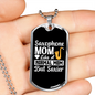 Musician Necklace Saxophone Mom Necklace Stainless Steel or 18k Gold Dog Tag 24" Chain-Express Your Love Gifts