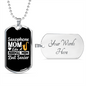 Musician Necklace Saxophone Mom Necklace Stainless Steel or 18k Gold Dog Tag 24" Chain-Express Your Love Gifts