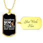 Musician Necklace Saxophone Mom Necklace Stainless Steel or 18k Gold Dog Tag 24" Chain-Express Your Love Gifts
